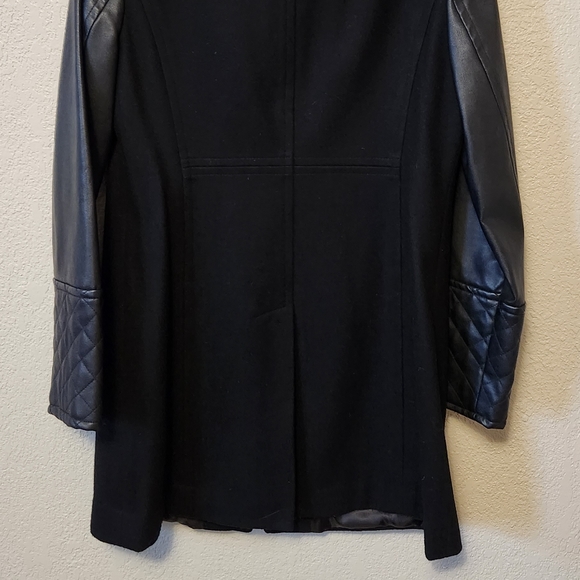 Michael Kors Women's Black Wool and Faux Leather Coat, Size: 8 - Picture 9 of 10